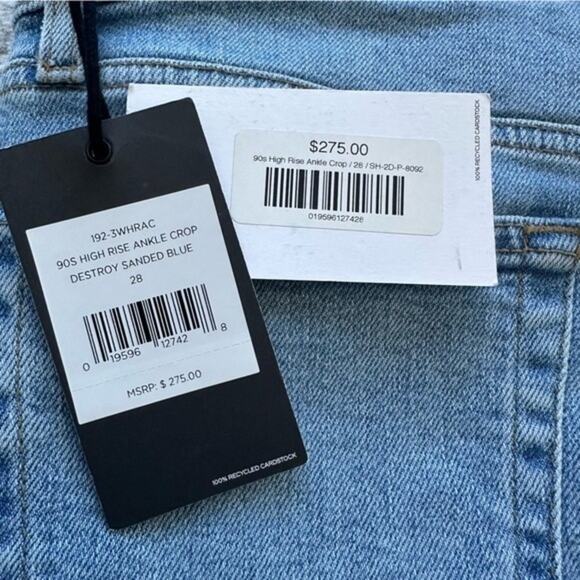 NWT RE/DONE 90s High Rise Ankle Crop Destroy Sanded Blue Size 28 - Picture 9 of 14